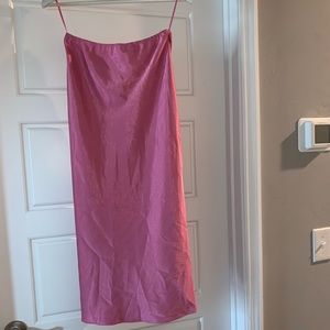 Silky Pink Midi Skirt